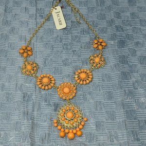 Jacarii Necklace Gold Tone & Orange Peach